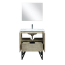 Lexora Lancy 30" Rustic Acacia Bathroom Vanity, White Quartz Top, White Square Sink, Balzani Gun Metal Faucet Set, and 28" Frameless Mirror LLC30SKSOSM28FGM - MyBBQDirect