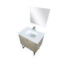 Lexora Lancy 30" Rustic Acacia Bathroom Vanity, White Quartz Top, White Square Sink, Balzani Gun Metal Faucet Set, and 28" Frameless Mirror LLC30SKSOSM28FGM - MyBBQDirect