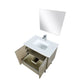 Lexora Lancy 30" Rustic Acacia Bathroom Vanity, White Quartz Top, White Square Sink, Labaro Rose Gold Faucet Set, and 28" Frameless Mirror LLC30SKSOSM28FRG - MyBBQDirect
