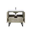 Lexora Lancy 36" Rustic Acacia Bathroom Vanity, White Quartz Top, White Square Sink, and Labaro Brushed Nickel Faucet Set LLC36SKSOS000FBN
