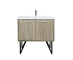 Lexora Lancy 36" Rustic Acacia Bathroom Vanity, White Quartz Top, White Square Sink, and Balzani Gun Metal Faucet Set LLC36SKSOS000FGM - MyBBQDirect