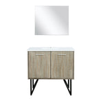 Lexora Lancy 36" Rustic Acacia Bathroom Vanity, White Quartz Top, White Square Sink, and 28" Frameless Mirro LLC36SKSOSM28 - MyBBQDirect