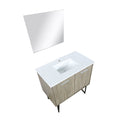 Lexora Lancy 36" Rustic Acacia Bathroom Vanity, White Quartz Top, White Square Sink, and 28" Frameless Mirro LLC36SKSOSM28