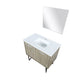 Lexora Lancy 36" Rustic Acacia Bathroom Vanity, White Quartz Top, White Square Sink, and 28" Frameless Mirro LLC36SKSOSM28 - MyBBQDirect