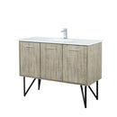Lexora Lancy 48" Rustic Acacia Bathroom Vanity, White Quartz Top, White Square Sink, and Balzani Gun Metal Faucet Set LLC48SKSOS000FGM