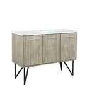 Lexora Lancy 48" Rustic Acacia Bathroom Vanity, White Quartz Top, White Square Sink, and 43" Frameless Mirro LLC48SKSOSM43
