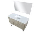Lexora Lancy 48" Rustic Acacia Bathroom Vanity, White Quartz Top, White Square Sink, and 43" Frameless Mirro LLC48SKSOSM43