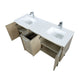 Lexora  Lancy 60" Rustic Acacia Double Bathroom Vanity, White Quartz Top, White Square Sinks, and Labaro Brushed Nickel Faucet Set LLC60DKSOS000FBN - MyBBQDirect
