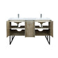Lexora  Lancy 60" Rustic Acacia Double Bathroom Vanity, White Quartz Top, White Square Sinks, and Labaro Rose Gold Faucet Set LLC60DKSOS000FRG - MyBBQDirect
