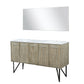 Lexora Lancy 60" Rustic Acacia Double Bathroom Vanity, White Quartz Top, White Square Sinks, and 55" Frameless Mirror LLC60DKSOSM55 - MyBBQDirect