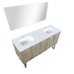 Lexora Lancy 60" Rustic Acacia Double Bathroom Vanity, White Quartz Top, White Square Sinks, and 55" Frameless Mirror LLC60DKSOSM55 - MyBBQDirect