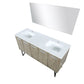 Lexora Lancy 60" Rustic Acacia Double Bathroom Vanity, White Quartz Top, White Square Sinks, and 55" Frameless Mirror LLC60DKSOSM55 - MyBBQDirect