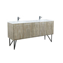 Lexora  Lancy 72" Rustic Acacia Double Bathroom Vanity, White Quartz Top, White Square Sinks, and Labaro Brushed Nickel Faucet Set LLC72DKSOS000FBN