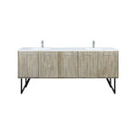 Lexora Lancy 80" Rustic Acacia Double Bathroom Vanity, White Quartz Top, White Square Sinks, and Labaro Brushed Nickel Faucet Set LLC80DKSOS000FBN - MyBBQDirect