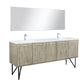Lexora Lancy 80" Rustic Acacia Double Bathroom Vanity, White Quartz Top, White Square Sinks, Labaro Brushed Nickel Faucet Set, and 70" Frameless Mirror LLC80DKSOSM70FBN - MyBBQDirect