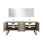 Lexora Lancy 80" Rustic Acacia Double Bathroom Vanity, White Quartz Top, White Square Sinks, Labaro Rose Gold Faucet Set, and 70" Frameless Mirror LLC80DKSOSM70FRG - MyBBQDirect