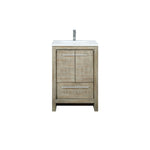 Lexora Lafarre 24" Rustic Acacia Bathroom Vanity, White Quartz Top, White Square Sink, and Labaro Brushed Nickel Faucet Set LLF24SKSOS000FBN - MyBBQDirect