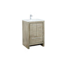 Lexora Lafarre 24" Rustic Acacia Bathroom Vanity, White Quartz Top, White Square Sink, and Labaro Rose Gold Faucet Set LLF24SKSOS000FRG