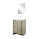 Lexora Lafarre 24" Rustic Acacia Bathroom Vanity, White Quartz Top, White Square Sink, Labaro Brushed Nickel Faucet Set, and 18" Frameless Mirror LLF24SKSOSM18FBN - MyBBQDirect
