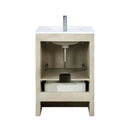 Lexora Lafarre 24" Rustic Acacia Bathroom Vanity, White Quartz Top, White Square Sink, Labaro Brushed Nickel Faucet Set, and 18" Frameless Mirror LLF24SKSOSM18FBN - MyBBQDirect