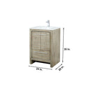 Lexora Lafarre 24" Rustic Acacia Bathroom Vanity, White Quartz Top, White Square Sink, Labaro Brushed Nickel Faucet Set, and 18" Frameless Mirror LLF24SKSOSM18FBN - MyBBQDirect