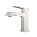 Lexora Lafarre 24" Rustic Acacia Bathroom Vanity, White Quartz Top, White Square Sink, Labaro Brushed Nickel Faucet Set, and 18" Frameless Mirror LLF24SKSOSM18FBN - MyBBQDirect