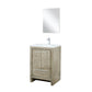 Lexora Lafarre 24" Rustic Acacia Bathroom Vanity, White Quartz Top, White Square Sink, Balzani Gun Metal Faucet Set, and 18" Frameless Mirror LLF24SKSOSM18FGM - MyBBQDirect