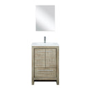 Lexora Lafarre 24" Rustic Acacia Bathroom Vanity, White Quartz Top, White Square Sink, Balzani Gun Metal Faucet Set, and 18" Frameless Mirror LLF24SKSOSM18FGM - MyBBQDirect