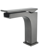 Lexora Lafarre 24" Rustic Acacia Bathroom Vanity, White Quartz Top, White Square Sink, Balzani Gun Metal Faucet Set, and 18" Frameless Mirror LLF24SKSOSM18FGM - MyBBQDirect