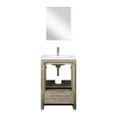 Lexora Lafarre 24" Rustic Acacia Bathroom Vanity, White Quartz Top, White Square Sink, Balzani Gun Metal Faucet Set, and 18" Frameless Mirror LLF24SKSOSM18FGM - MyBBQDirect