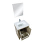 Lexora Lafarre 24" Rustic Acacia Bathroom Vanity, White Quartz Top, White Square Sink, Balzani Gun Metal Faucet Set, and 18" Frameless Mirror LLF24SKSOSM18FGM - MyBBQDirect
