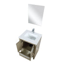 Lexora Lafarre 24" Rustic Acacia Bathroom Vanity, White Quartz Top, White Square Sink, Balzani Gun Metal Faucet Set, and 18" Frameless Mirror LLF24SKSOSM18FGM - MyBBQDirect