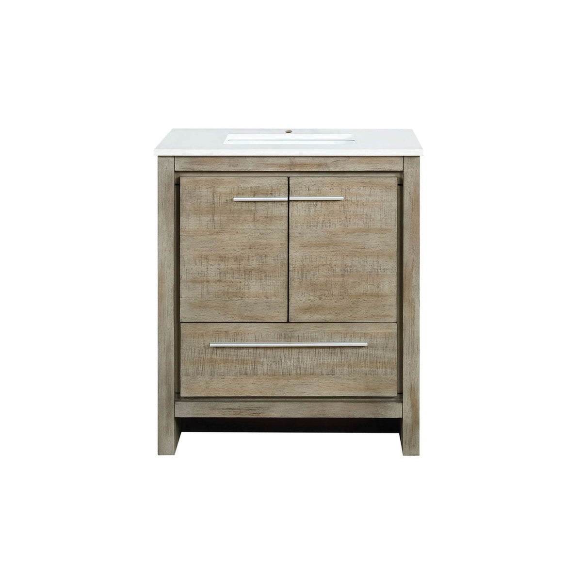 Lexora Lafarre 30" Rustic Acacia Bathroom Vanity, White Quartz Top, and White Square Sink LLF30SKSOS000 - MyBBQDirect