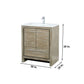 Lexora Lafarre 30" Rustic Acacia Bathroom Vanity, White Quartz Top, White Square Sink, Balzani Gun Metal Faucet Set, and 28" Frameless Mirror LLF30SKSOSM28FGM - MyBBQDirect