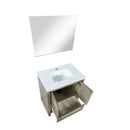Lexora Lafarre 30" Rustic Acacia Bathroom Vanity, White Quartz Top, White Square Sink, and 28" Frameless Mirror LLF30SKSOSM28 - MyBBQDirect