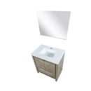 Lexora Lafarre 30" Rustic Acacia Bathroom Vanity, White Quartz Top, White Square Sink, and 28" Frameless Mirror LLF30SKSOSM28 - MyBBQDirect