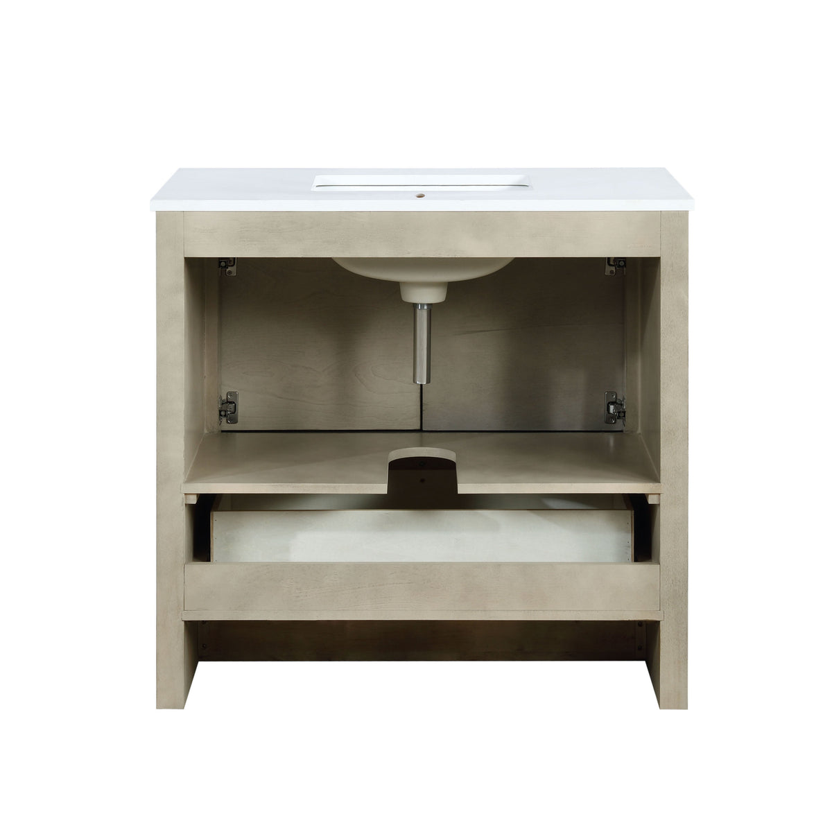 Lexora Lafarre 36" Rustic Acacia Bathroom Vanity, White Quartz Top, and White Square Sink LLF36SKSOS000 - MyBBQDirect