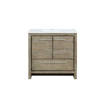 Lexora Lafarre 36" Rustic Acacia Bathroom Vanity, White Quartz Top, and White Square Sink LLF36SKSOS000 - MyBBQDirect