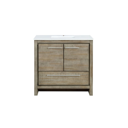Lexora Lafarre 36" Rustic Acacia Bathroom Vanity, White Quartz Top, and White Square Sink LLF36SKSOS000 - MyBBQDirect