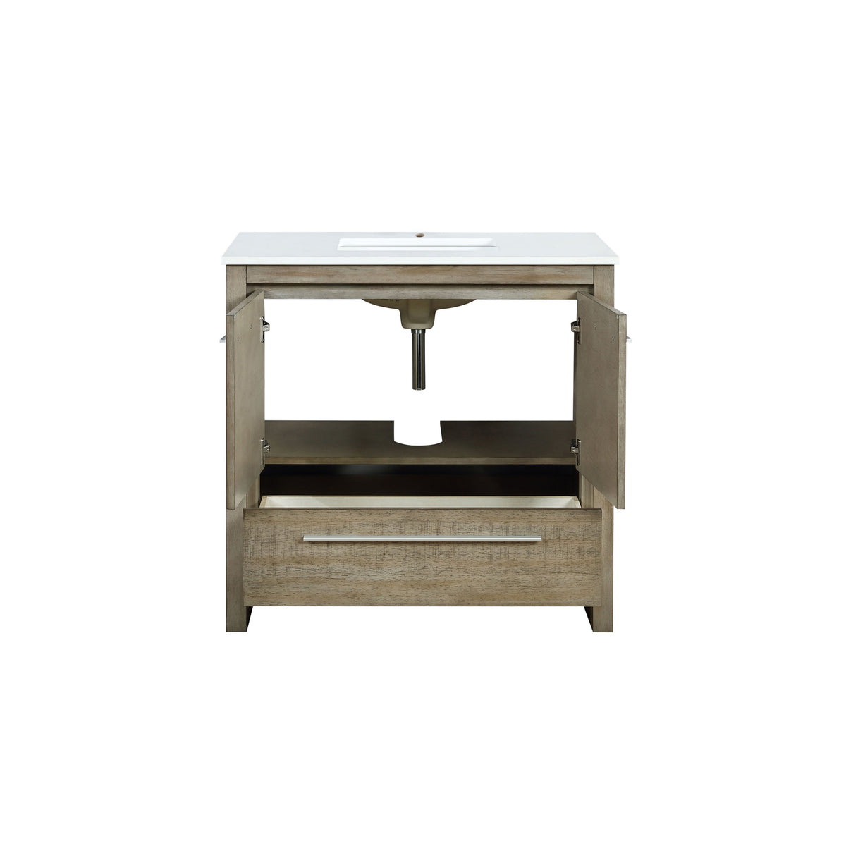 Lexora Lafarre 36" Rustic Acacia Bathroom Vanity, White Quartz Top, and White Square Sink LLF36SKSOS000 - MyBBQDirect