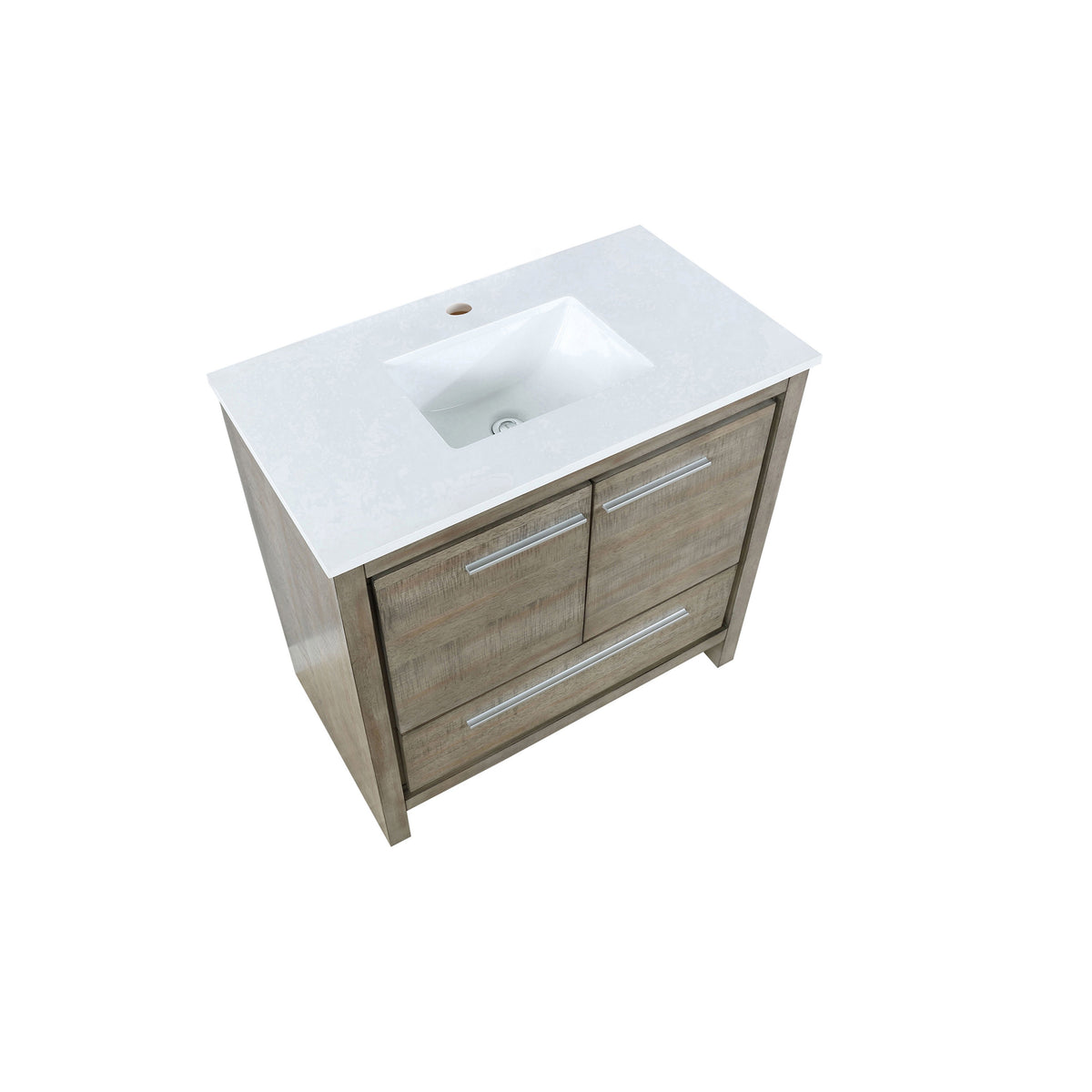 Lexora Lafarre 36" Rustic Acacia Bathroom Vanity, White Quartz Top, and White Square Sink LLF36SKSOS000 - MyBBQDirect