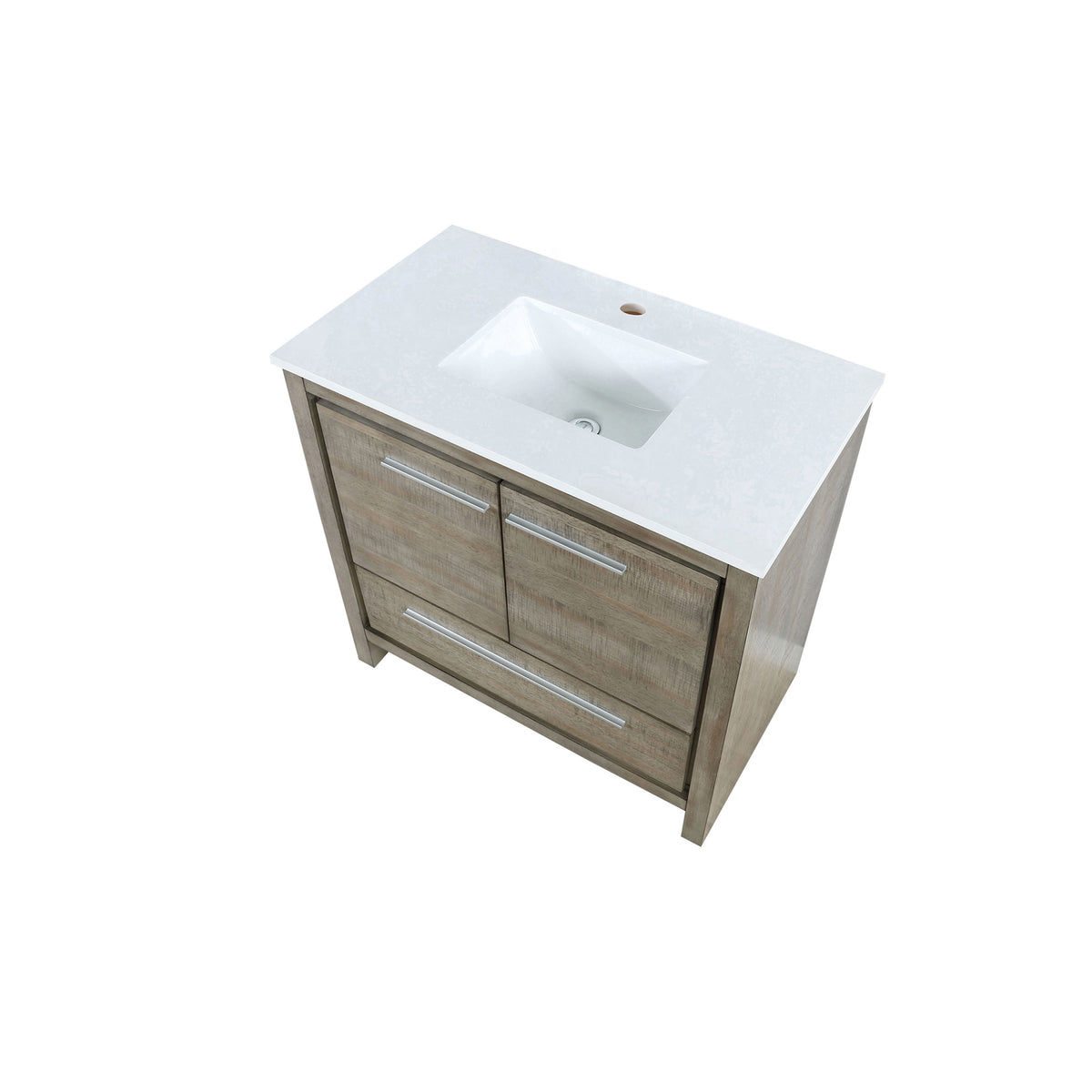 Lexora Lafarre 36" Rustic Acacia Bathroom Vanity, White Quartz Top, and White Square Sink LLF36SKSOS000 - MyBBQDirect