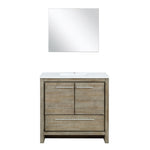 Lexora Lafarre 36" Rustic Acacia Bathroom Vanity, White Quartz Top, White Square Sink, and 28" Frameless Mirror LLF36SKSOSM28 - MyBBQDirect