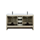 Lexora Lafarre 60" Rustic Acacia Double Bathroom Vanity, White Quartz Top,White Square Sinks, Labaro Rose Gold Faucet Set, and 55" Frameless Mirror LLF60DKSODM55FRG - MyBBQDirect