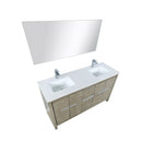 Lexora Lafarre 60" Rustic Acacia Double Bathroom Vanity, White Quartz Top,White Square Sinks, Labaro Rose Gold Faucet Set, and 55" Frameless Mirror LLF60DKSODM55FRG - MyBBQDirect