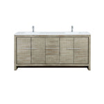 Lexora Lafarre 72" Rustic Acacia Double Bathroom Vanity, White Quartz Top, White Square Sinks, and Labaro Rose Gold Faucet Set LLF72DKSOD000FRG - MyBBQDirect