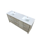 Lexora Lafarre 72" Rustic Acacia Double Bathroom Vanity, White Quartz Top, and White Square Sinks LLF72DKSOD000