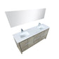 Lexora Lafarre 72" Rustic Acacia Double Bathroom Vanity, White Quartz Top, White Square Sinks, Labaro Brushed Nickel Faucet Set, and 70" Frameless Mirror LLF72DKSODM70FBN - MyBBQDirect