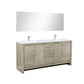 Lexora Lafarre 72" Rustic Acacia Double Bathroom Vanity, White Quartz Top, White Square Sinks, Labaro Rose Gold Faucet Set, and 70" Frameless Mirror LLF72DKSODM70FRG - MyBBQDirect