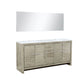Lexora Lafarre 72" Rustic Acacia Double Bathroom Vanity, White Quartz Top, White Square Sinks, and 70" Frameless Mirror LLF72DKSODM70 - MyBBQDirect